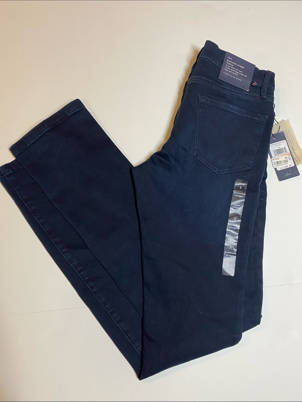 Tommy Hilfiger SZ 2 Greenwich Straight Midrise Dark Denim Blue Jeans New D6e